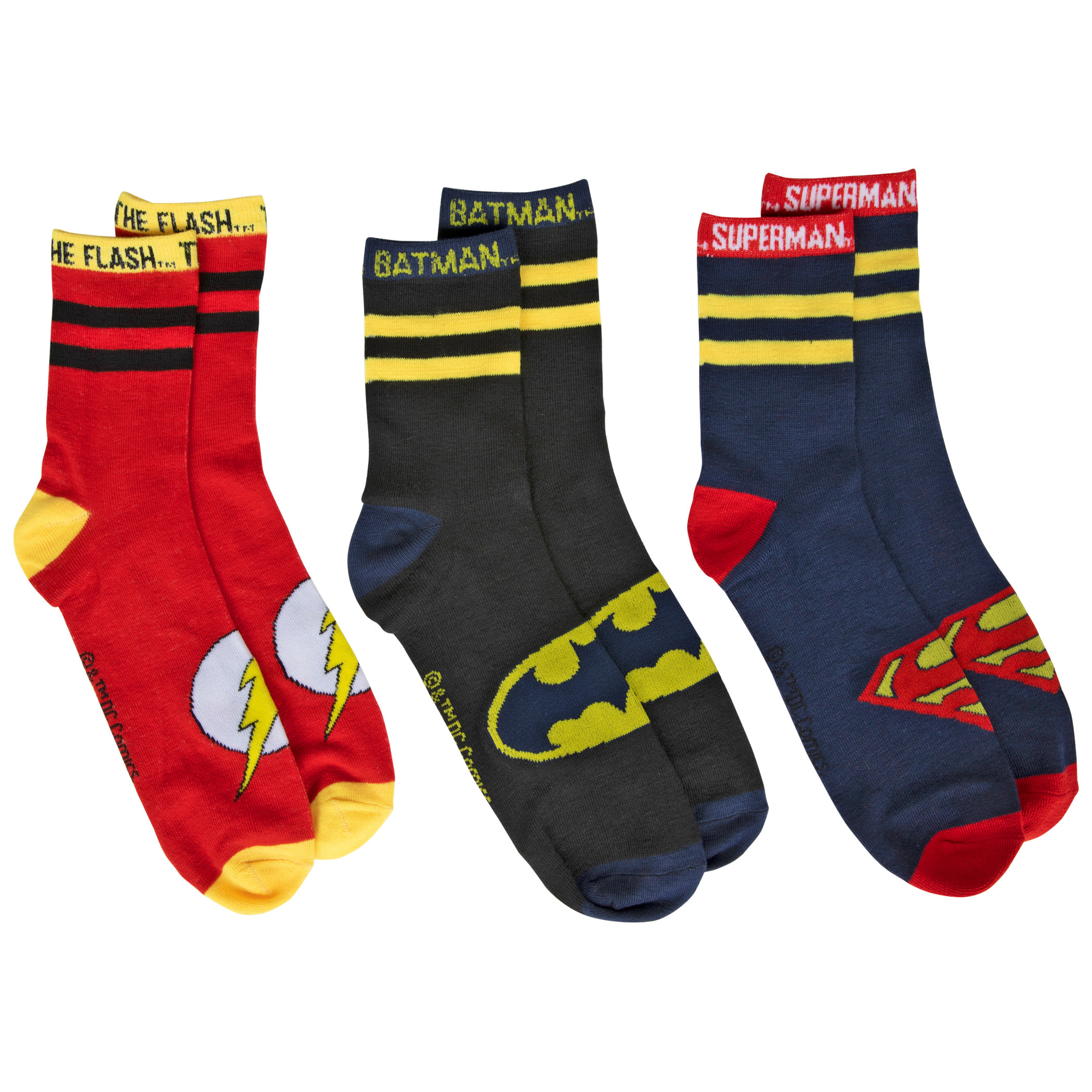 Justice League Heroes Symbols 3-Pair Pack of Crew Socks